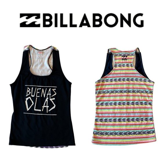Billabong Tops - Billabong Black & Striped Racerback Workout Tank